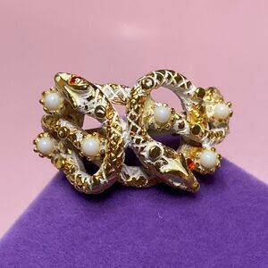 💛 Vintage ART Gold Triple Serpent Ring
